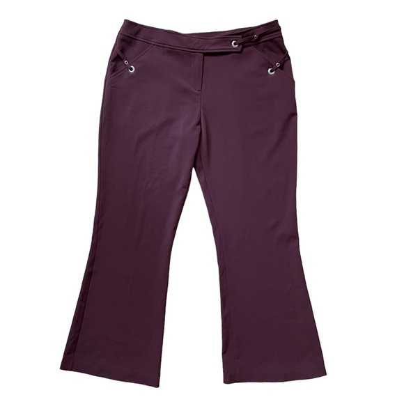 Vintage 90s Y2K Plus Size Burgundy Maroon Mid Low Waist Bootcut Pants Size 14 16 - Picture 1 of 5